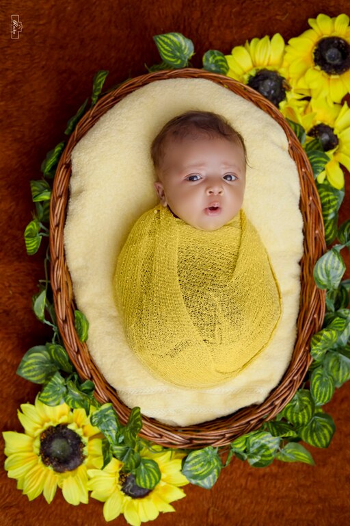 Newborn Basket With Yellow Wrapping 137